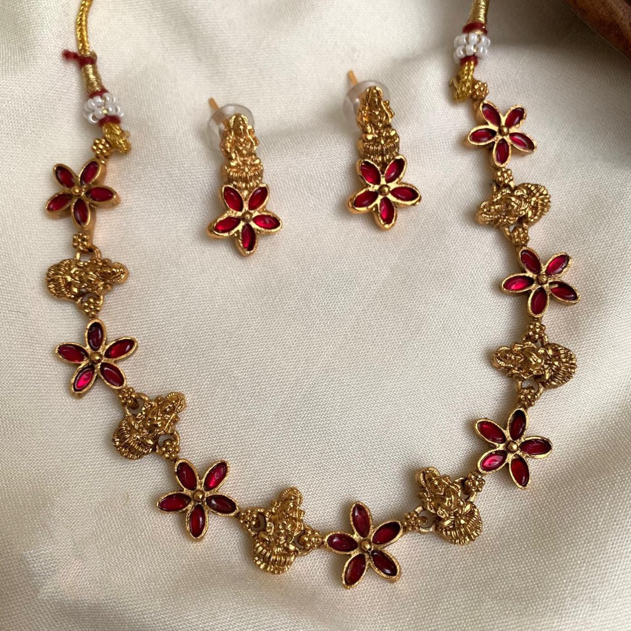 Flower x lakshmi necklace