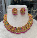 Lakshmi necklace with pink hanging