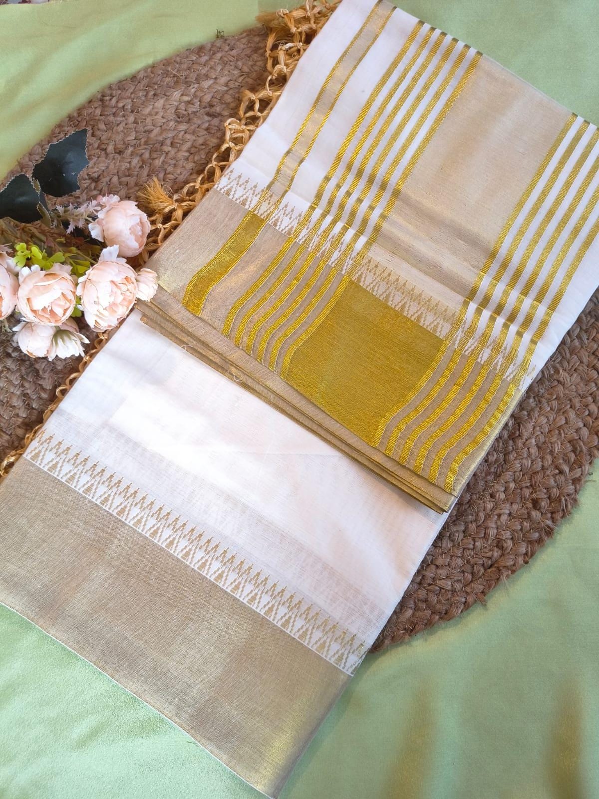 Cotton fancy komma set saree