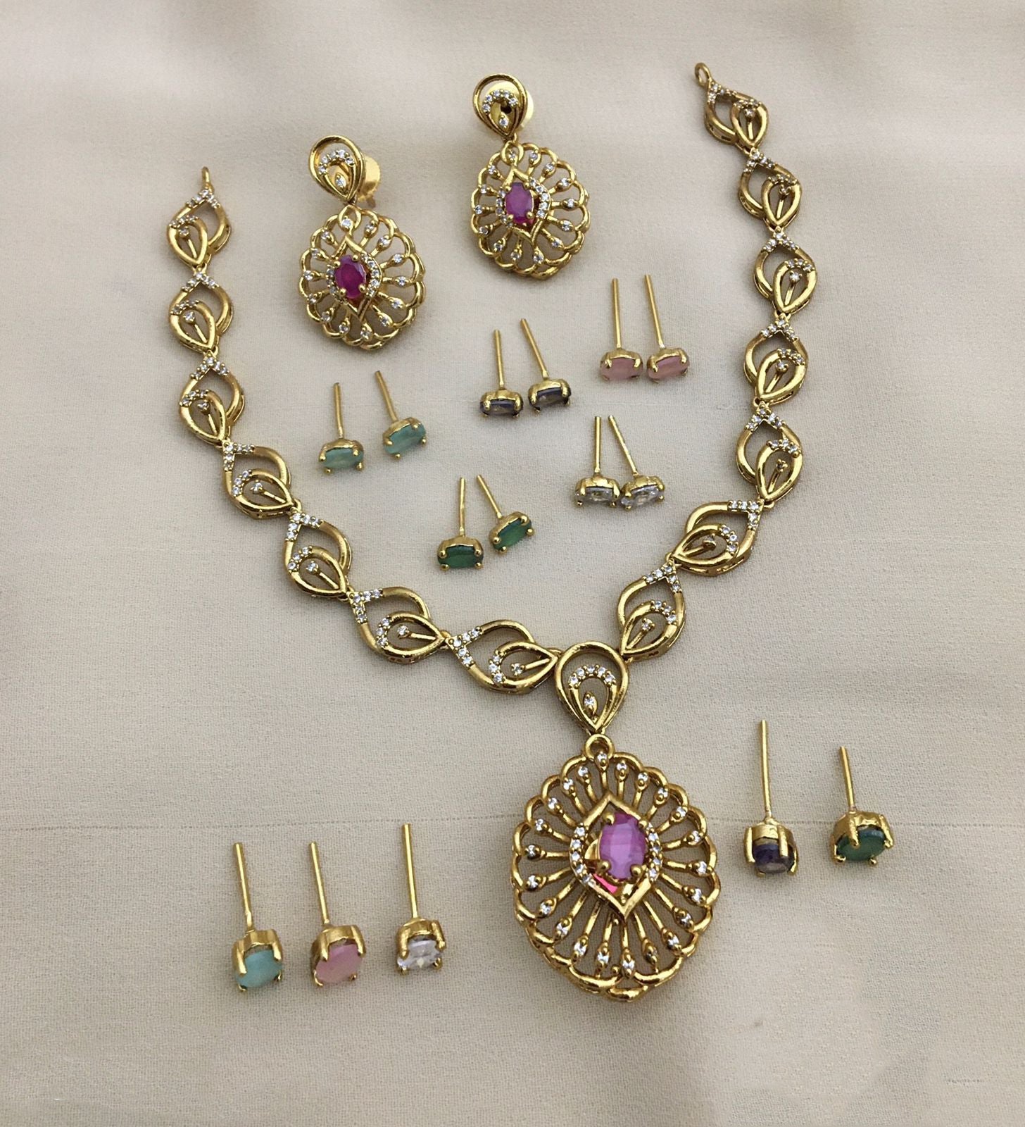 Ad multi stones changeable necklace