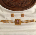 3 layer golden chocker pink