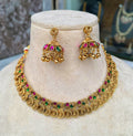 Coin Rose and Green Necklace