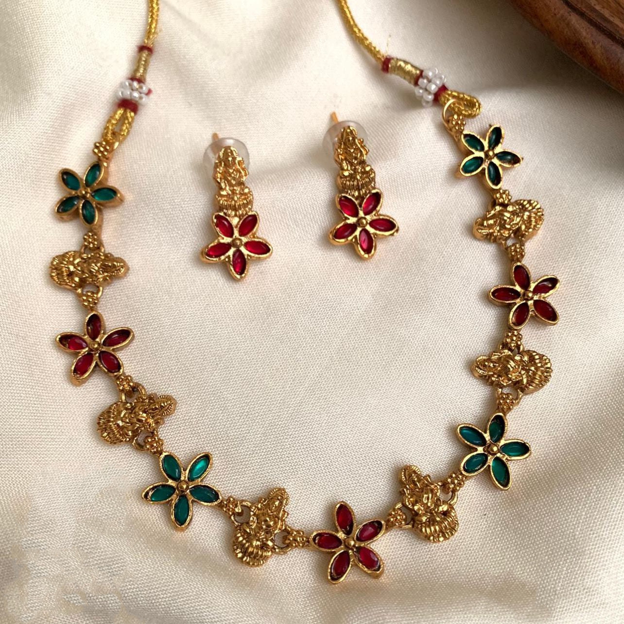 Flower x lakshmi necklace