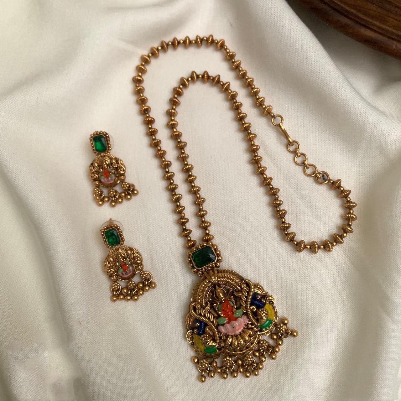 Meenakari pendant ball chain set