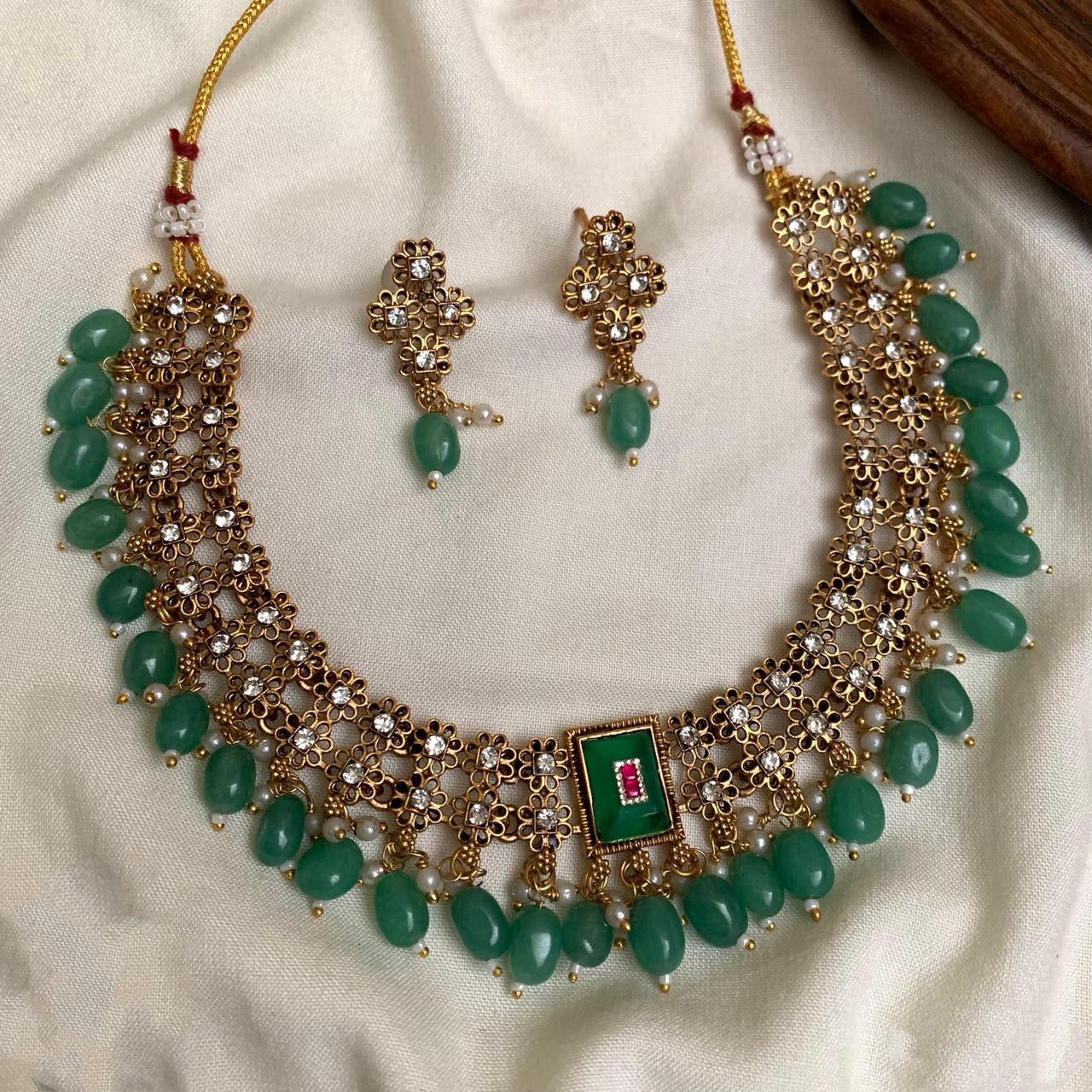 Aira designer mint green necklace
