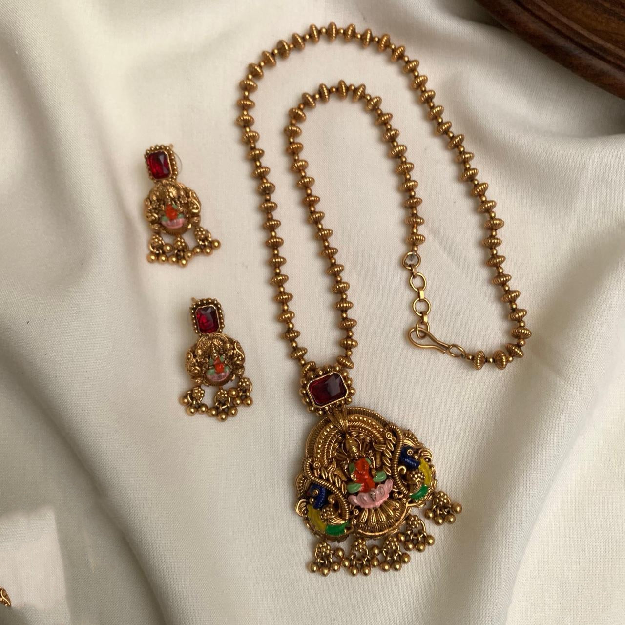 Meenakari pendant ball chain set
