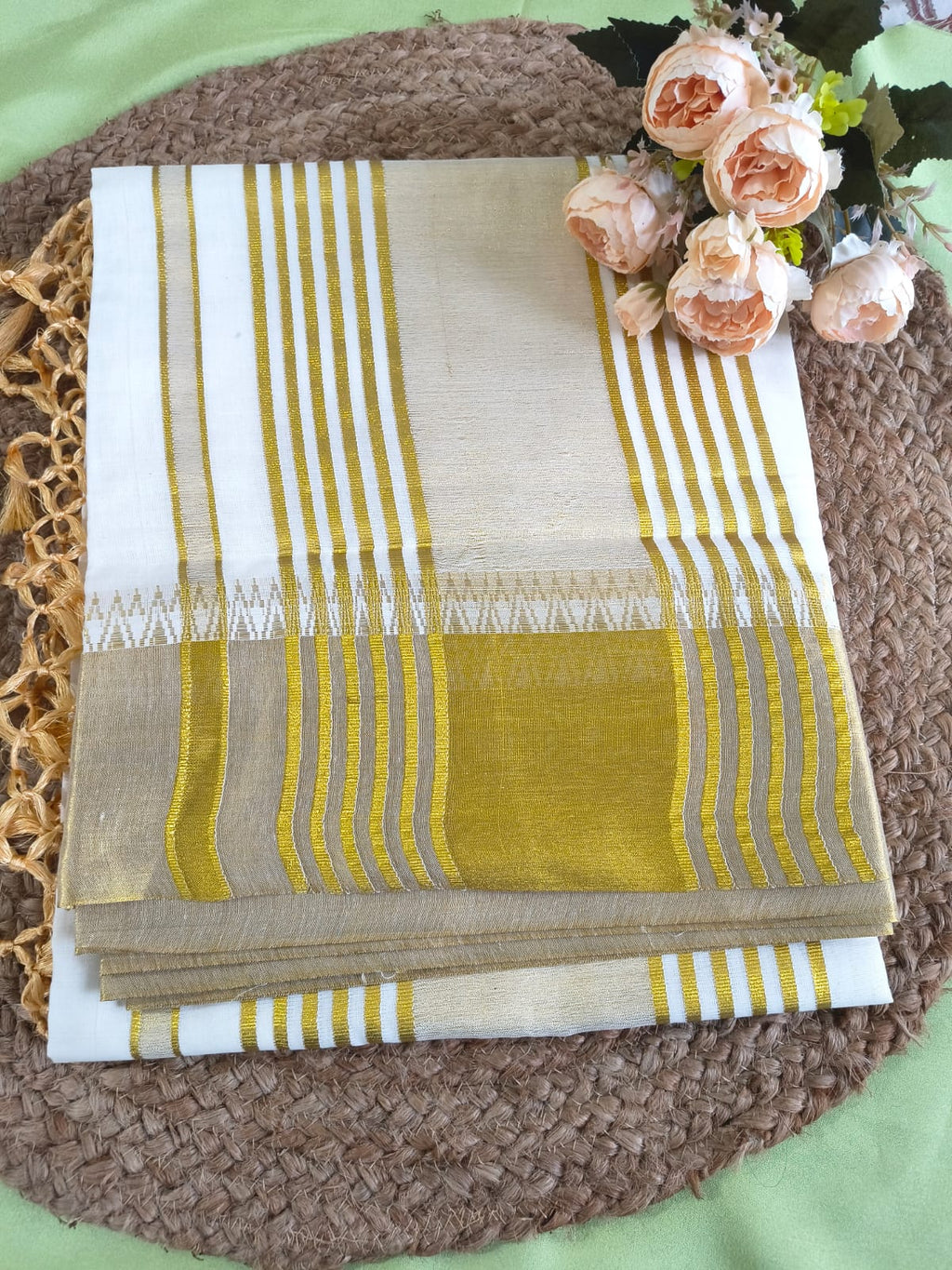 Cotton fancy komma set saree