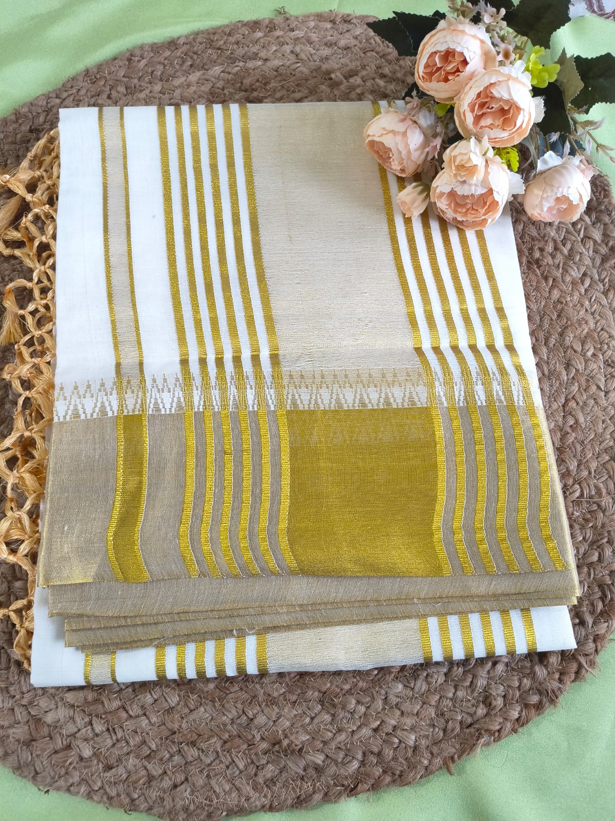 Cotton fancy komma set saree